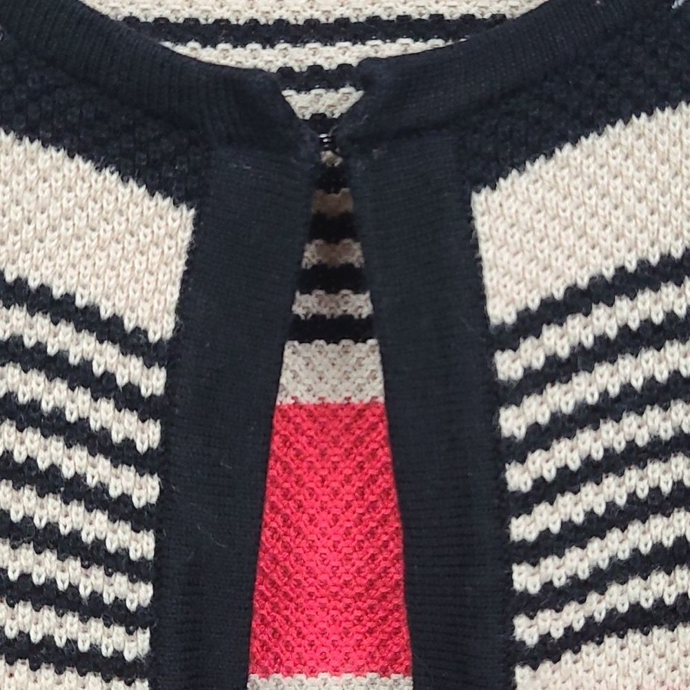 Flamingo Stripe Cardigan Colorful Open Front Soft Knit Workwear M Business Chic - Picture 4 of 10